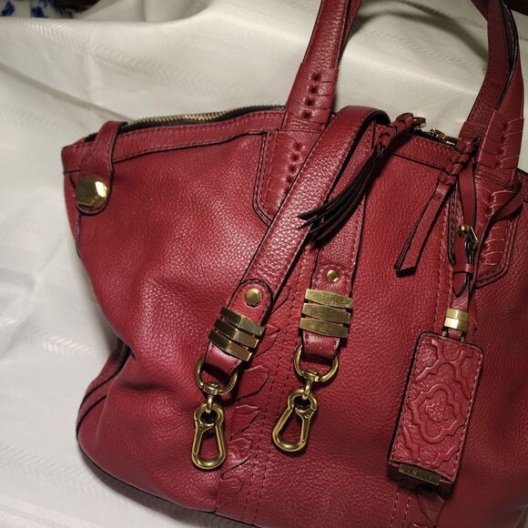 orYANY Cassie Raspberry Pebbled Leather XL Satchel Bag Detachable Shldr Strap - Picture 3 of 16